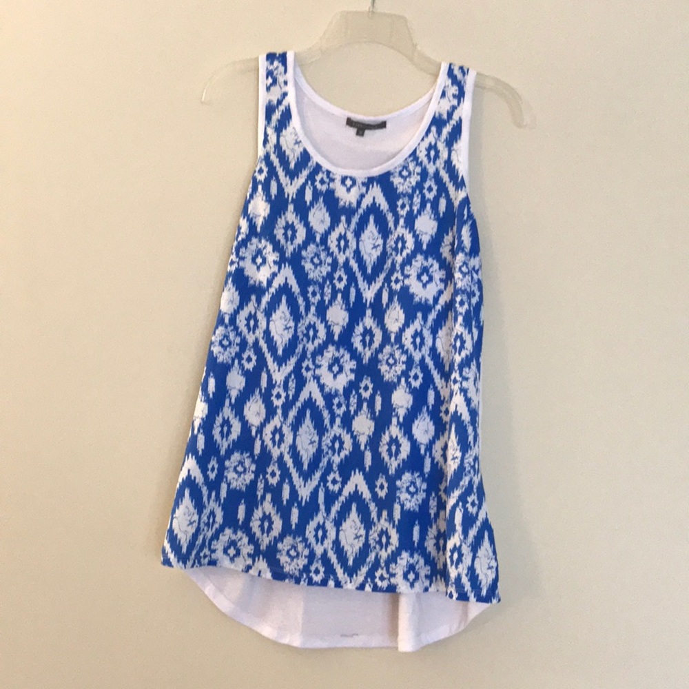 Blue and white racer back tee